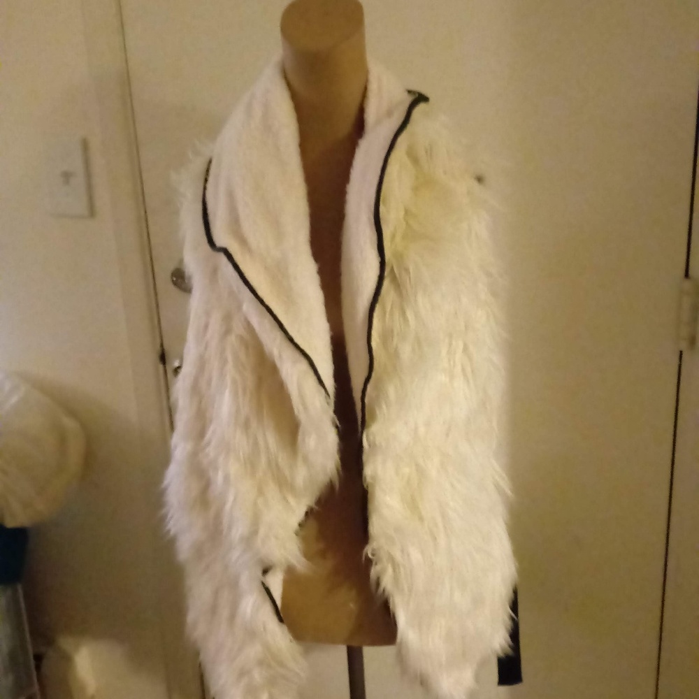 White faux  fur vest